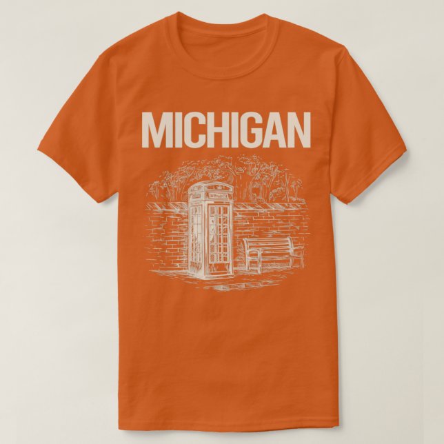 Vintag Phone Booth Michigan T-Shirt (Design vorne)
