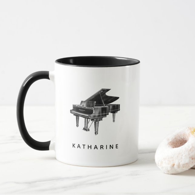 Vintag Piano Minimalistisch White Tasse (Mit Donut)