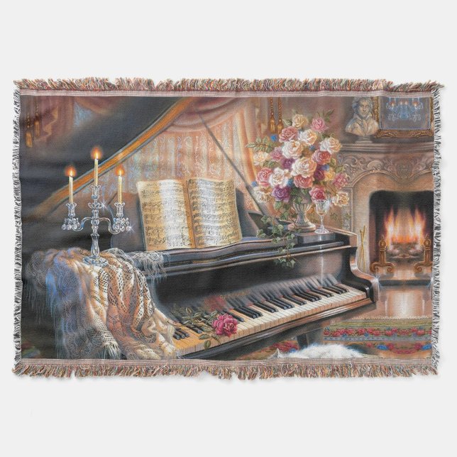 Vintag Piano Zuhause Throw Blanket Decke (Von Creator hochgeladen)
