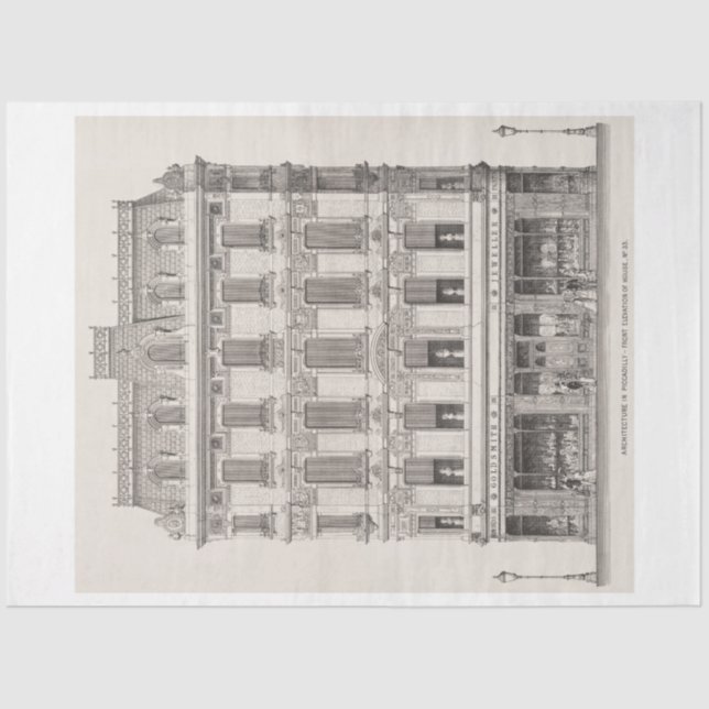 Vintag Piccadilly London Architecture Decoupage Seidenpapier (Vorderseite)