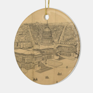 Vintag Pictorial Map of Washington D.C. (1872) Keramikornament