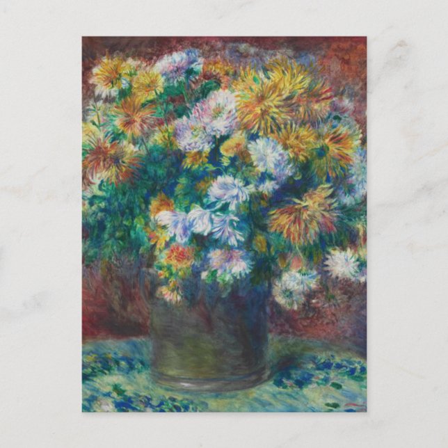 Vintag Pierre-Auguste Renoir Chrysanthemums Postkarte (Vorderseite)