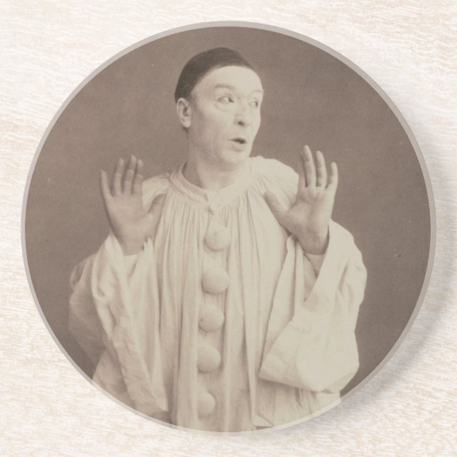 Vintag Pierrot Clown Getränkeuntersetzer (Vorne)