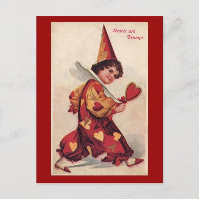Vintag Pierrot Valentine Postcard Feiertagspostkarte (Vorderseite)