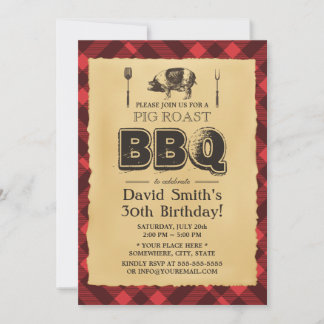 Vintag Pig Roast GRILLEN Geburtstagsfeier Einladung
