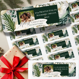 Vintag Pine Ivory Blue Weihnachts-Rücksendeadresse