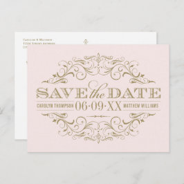 Vintag Pink Antique Geblüht Save the Date Ankündigungspostkarte