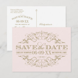 Vintag Pink Antique Geblüht Save the Date Ankündigungspostkarte