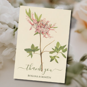 Vintag Pink Azalea Wasserfarbe Vielen Dank Karte