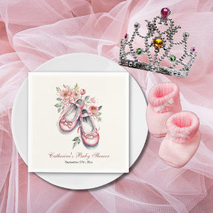 Vintag Pink Ballerina Shoes Girl Baby Dusche Serviette