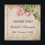 Vintag Pink Berries Wedding Danke Magnet<br><div class="desc">Ein Vintag inspiriert Hochzeitsmagnet. Dieses Design zeichnet sich durch ein wunderschönes rustikales Muster aus bedrücktem Papier und rosa Beeren aus. Dieser Magnet wurde speziell für eine bestehende Hochzeitskollektion mit demselben Thema entworfen,  das Sie hier finden können: https://www.zazzle.com/collections/vintage_pink_berries_wedding-119334800500004976</div>