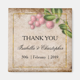 Vintag Pink Berries Wedding Danke Magnet