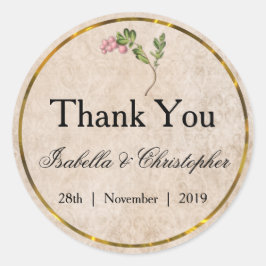 Vintag Pink Berries Wedding Danke Runder Aufkleber
