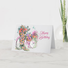 Vintag Pink Bicycle Floral Geburtstag Karte