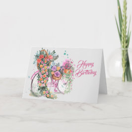 Vintag Pink Bicycle Floral Geburtstag Karte