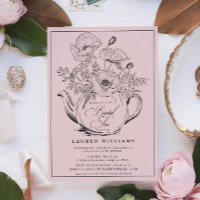 Vintag Pink Botanical Bridal Tea Kalligraphie
