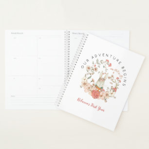 Vintag Pink Bunny Blume 1. Jahr Girl Baby Book Planer