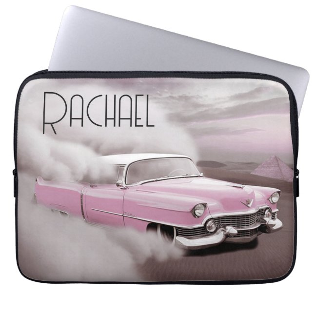 Vintag Pink Cadillac Laptopschutzhülle (Vorderseite)