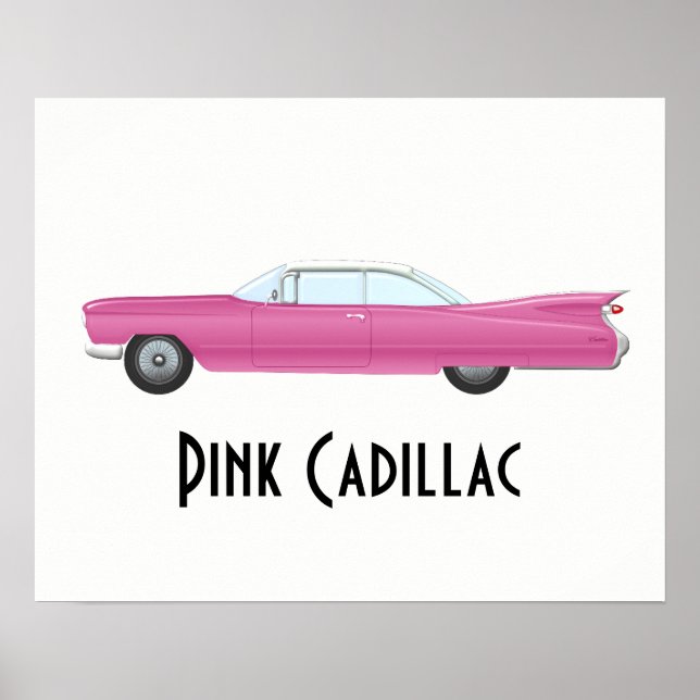 Vintag Pink Cadillac Poster (Vorne)