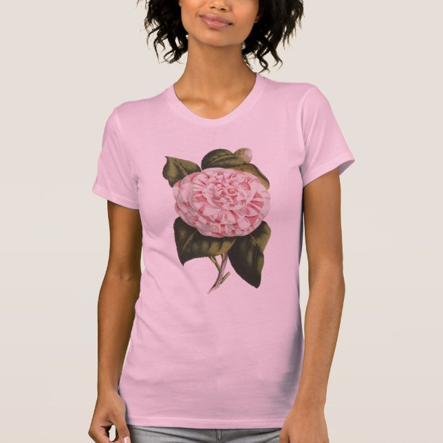 Vintag Pink Camelia Hübsch Gardener T-Shirt (Vorderseite)