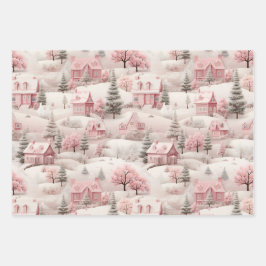 Vintag Pink Christmas Geschenkpapier Set