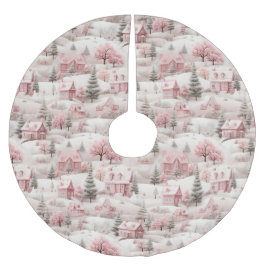 Vintag Pink Christmas Polyester Weihnachtsbaumdecke