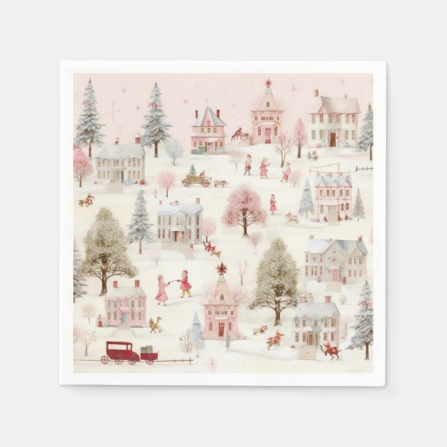 Vintag Pink Christmas Serviette (Vorderseite)
