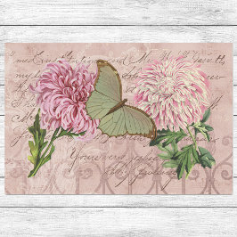 Vintag Pink chrysanthemums Luna Moth Ephemera Seidenpapier