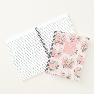 Vintag Pink Coquette Floral Bows Ästhetische Blume Notizbuch