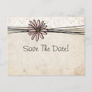 Vintag Pink Daisy Save the Date Ankündigungspostkarte