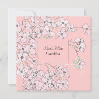 Vintag Pink Dogwood Babydusche Einladung