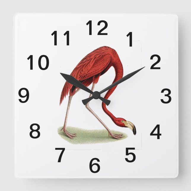 Vintag Pink Flamingo #1 Quadratische Wanduhr (Vorderseite)