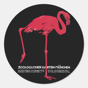 Vintag Pink Flamingo Bird in Deutschland München Z Runder Aufkleber