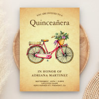 Vintag Pink Floral Bicycle Quinceanera