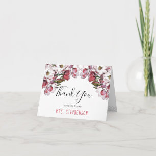 Vintag Pink Floral Botanischer Bridal Vielen Dank Dankeskarte