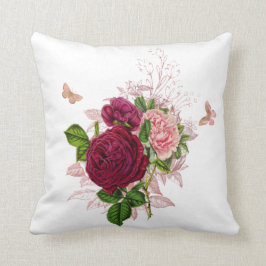 Vintag Pink Floral Butterfly Bouquet Kissen