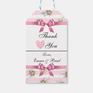 Vintag Pink Floral Vielen Dank für Ihr Geschenk Ta Geschenkanhänger