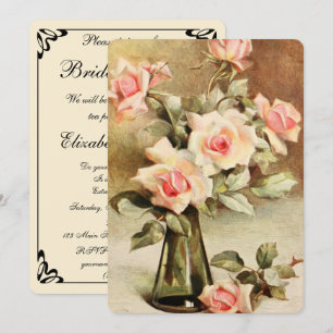 Vintag Pink Garden Rose Brautparty Party Einladung