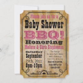Vintag Pink Girl Baby Shower GRILLEN Barbeque Baby Einladung