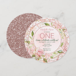 Vintag Pink Gold Aquarellfarben Erstgeburt Einladung