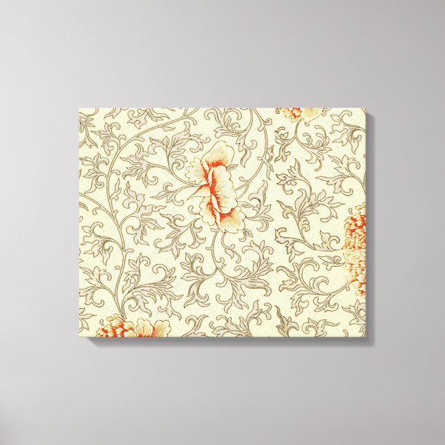 Vintag Pink Grau Botanische Blüte Leinwanddruck (Vorderseite)