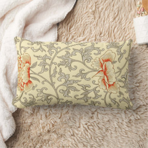 Vintag Pink Grau Botanische Blüte Lendenkissen