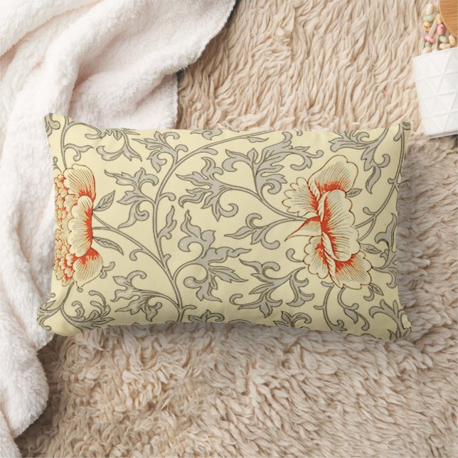 Vintag Pink Grau Botanische Blüte Lendenkissen (Decke)