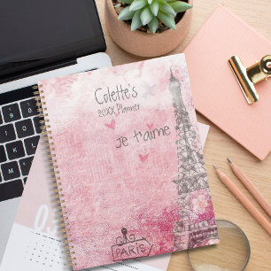 Vintag Pink Gray Je T'aime Eiffelturm Planer