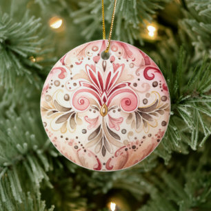 Vintag Pink Green Boho Weihnachten Keramik Ornament