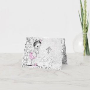 Vintag Pink Grey Girl Taufe Danke Karten
