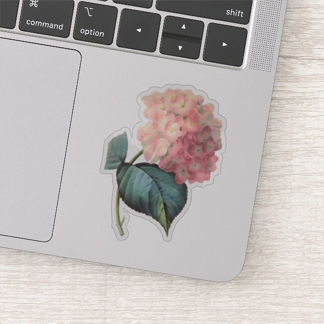 Vintag Pink Hydrangea Floral Aufkleber (Detail)