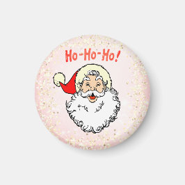 Vintag Pink Jolly Santa Lächeln Weihnachten Magnet