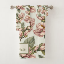 Vintag Pink Magnolia Blossom Flora Muster