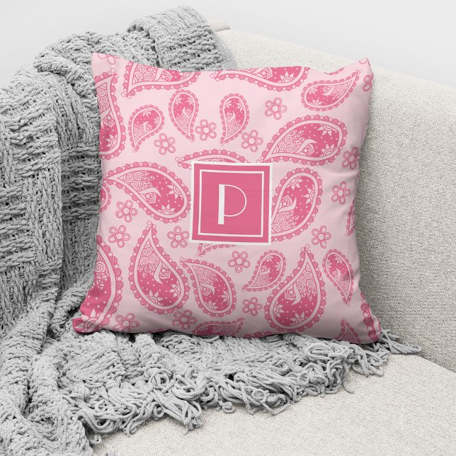 Vintag Pink Paisley Monogram Kissen (Von Creator hochgeladen)